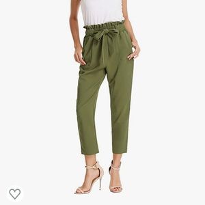 Women’s Cropped Paper Bag Waist Pants with Pockets